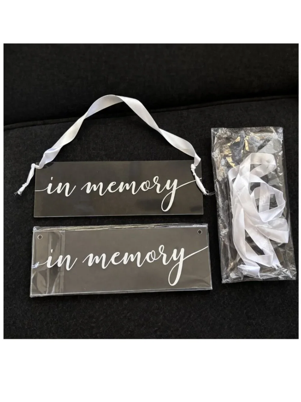 Set of 2 | Acrylic “In Memory” or Reserved Seat Chair Signs for Wedding